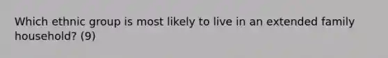 Which ethnic group is most likely to live in an extended family household? (9)