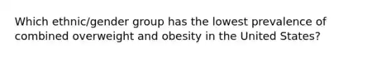 Which ethnic/gender group has the lowest prevalence of combined overweight and obesity in the United States?