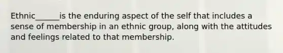 Ethnic______is the enduring aspect of the self that includes a sense of membership in an ethnic group, along with the attitudes and feelings related to that membership.