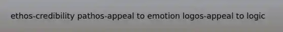 ethos-credibility pathos-appeal to emotion logos-appeal to logic