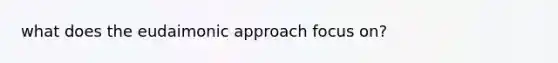 what does the eudaimonic approach focus on?