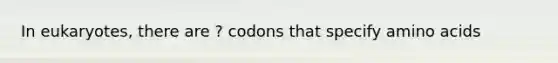 In eukaryotes, there are ? codons that specify amino acids