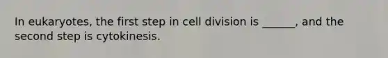 In eukaryotes, the first step in cell division is ______, and the second step is cytokinesis.