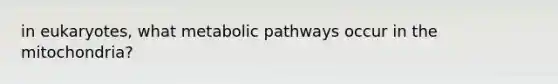 in eukaryotes, what metabolic pathways occur in the mitochondria?