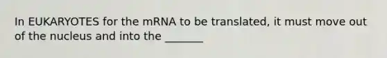 In EUKARYOTES for the mRNA to be translated, it must move out of the nucleus and into the _______