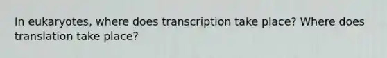 In eukaryotes, where does transcription take place? Where does translation take place?