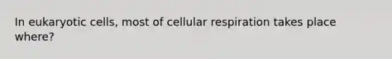 In eukaryotic cells, most of cellular respiration takes place where?