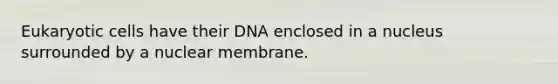 Eukaryotic cells have their DNA enclosed in a nucleus surrounded by a nuclear membrane.