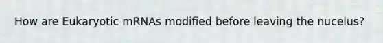 How are Eukaryotic mRNAs modified before leaving the nucelus?