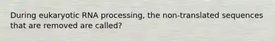 During eukaryotic <a href='https://www.questionai.com/knowledge/kapY3KpASG-rna-processing' class='anchor-knowledge'>rna processing</a>, the non-translated sequences that are removed are called?