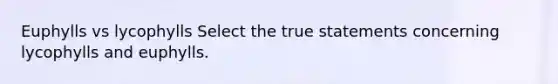 Euphylls vs lycophylls Select the true statements concerning lycophylls and euphylls.