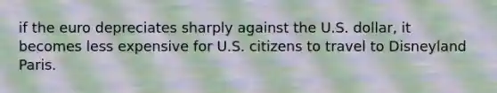 if the euro depreciates sharply against the U.S. dollar, it becomes less expensive for U.S. citizens to travel to Disneyland Paris.