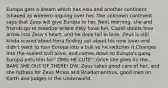 Europa gets a dream which has Asia and another continent (shaped as women) arguing over her. The unknown continent says that Zeus will give Europa to her. Next morning, she and friends go to meadow where they have fun. Cupid shoots love arrow into Zeus's heart, and he does fall in love. Zeus is still kinda scared about Hera finding out about his new lover and didn't want to turn Europa into a bull so he switches it Changes into the sexiest bull alive, and comes down to Europa's gang. Europa pets him b/c" OMG HE CUTE". Once she goes on tho... BAM! SHE OUT OF THERE! DW, Zeus takes good care of her, and she fathers for Zeus Minos and Rhadamanthus, good men on Earth and judges in the Underworld.