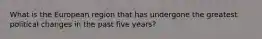 What is the European region that has undergone the greatest political changes in the past five years?