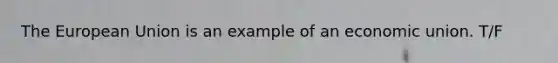 The European Union is an example of an economic union. T/F