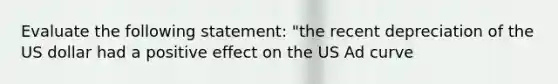 Evaluate the following statement: "the recent depreciation of the US dollar had a positive effect on the US Ad curve