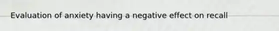 Evaluation of anxiety having a negative effect on recall