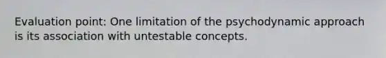 Evaluation point: One limitation of the psychodynamic approach is its association with untestable concepts.