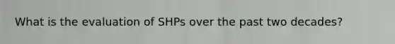 What is the evaluation of SHPs over the past two decades?