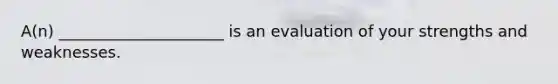 A(n) _____________________ is an evaluation of your strengths and weaknesses.