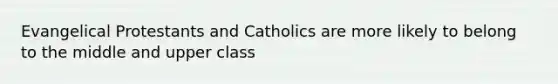 Evangelical Protestants and Catholics are more likely to belong to the middle and upper class