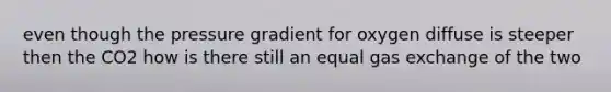 even though the pressure gradient for oxygen diffuse is steeper then the CO2 how is there still an equal gas exchange of the two