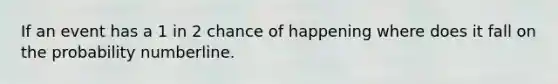 If an event has a 1 in 2 chance of happening where does it fall on the probability numberline.