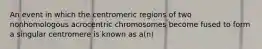 An event in which the centromeric regions of two nonhomologous acrocentric chromosomes become fused to form a singular centromere is known as a(n)