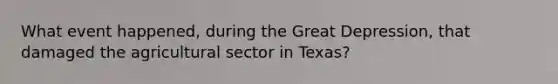 What event happened, during the Great Depression, that damaged the agricultural sector in Texas?