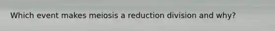 Which event makes meiosis a reduction division and why?