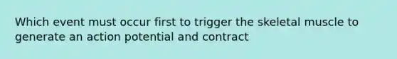 Which event must occur first to trigger the skeletal muscle to generate an action potential and contract