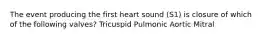 The event producing the first heart sound (S1) is closure of which of the following valves? Tricuspid Pulmonic Aortic Mitral