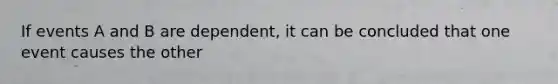 If events A and B are dependent, it can be concluded that one event causes the other