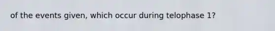 of the events given, which occur during telophase 1?