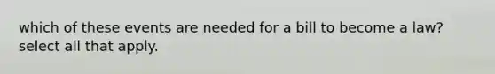 which of these events are needed for a bill to become a law? select all that apply.