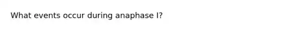 What events occur during anaphase I?