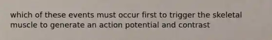 which of these events must occur first to trigger the skeletal muscle to generate an action potential and contrast