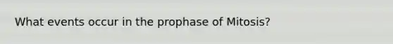 What events occur in the prophase of Mitosis?