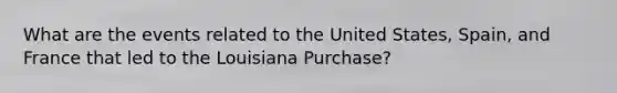 What are the events related to the United States, Spain, and France that led to the Louisiana Purchase?