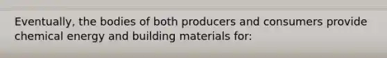 Eventually, the bodies of both producers and consumers provide chemical energy and building materials for: