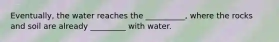 Eventually, the water reaches the __________, where the rocks and soil are already _________ with water.