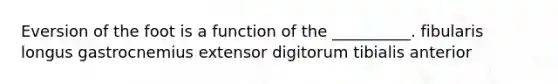 Eversion of the foot is a function of the __________. fibularis longus gastrocnemius extensor digitorum tibialis anterior