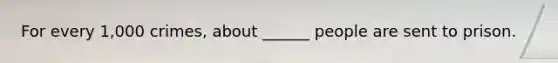 For every 1,000 crimes, about ______ people are sent to prison.
