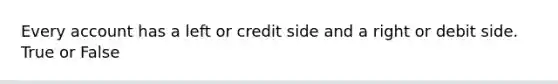 Every account has a left or credit side and a right or debit side. True or False