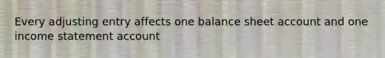 Every adjusting entry affects one balance sheet account and one income statement account