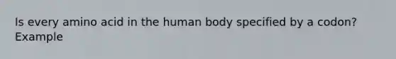 Is every amino acid in the human body specified by a codon? Example