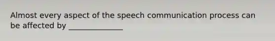 Almost every aspect of the speech communication process can be affected by ______________