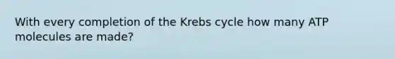 With every completion of the Krebs cycle how many ATP molecules are made?