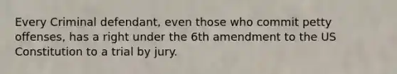 Every Criminal defendant, even those who commit petty offenses, has a right under the 6th amendment to the US Constitution to a trial by jury.