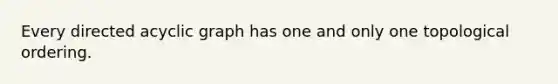 Every directed acyclic graph has one and only one topological ordering.